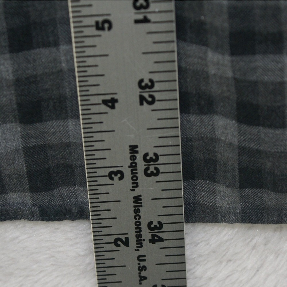 Ralph Lauren Blake Mens Large Grey Black Gingham Flannel Button Down Shirt - Picture 8 of 9